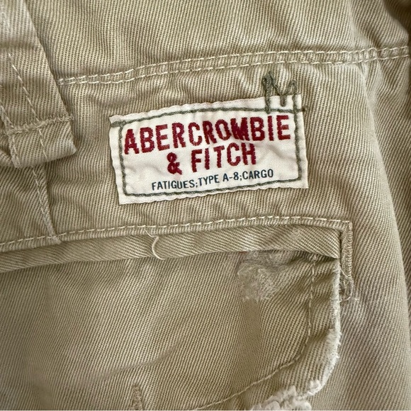 Abercrombie & Fitch Tan distressed baggy Cargo Shorts vintage waist 36 - Picture 7 of 11